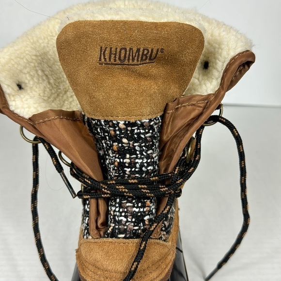 Khombu Women's 7M Duck Winter Boot Brown Tweed Jenna Lace Up - Picture 5 of 11